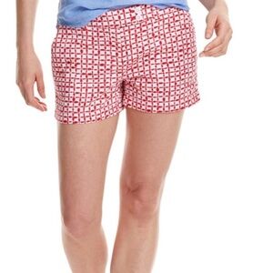 Vineyard Vines Women’s Shorts Red White Tie Dye Squares Print Sz 10 Preppy